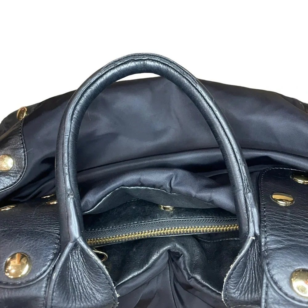 Per Se By Carlisle Black Nylon Leather Purse With Gold Accents Shoulder Bag - Picture 9 of 15